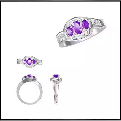 JCD Format Vintage style color stone rings jewelry cad