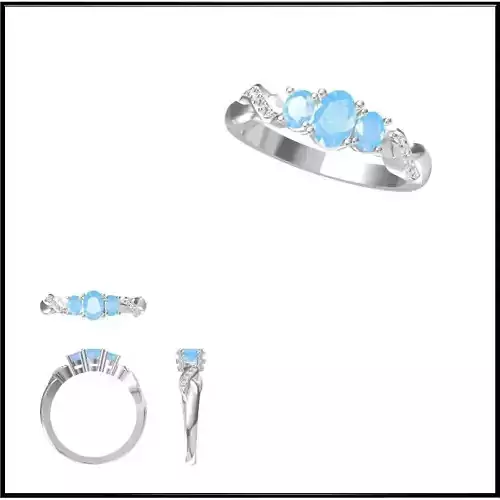 JCD Format Vintage style color stone rings