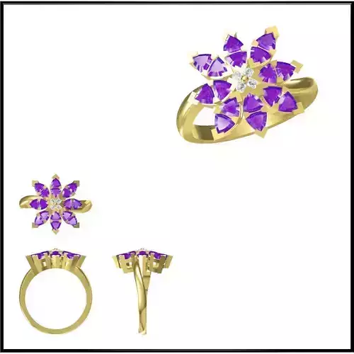 JCD Format  Color stone rings sets rhinoceros 3d jewelry design