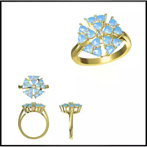 JCD Format Color stone rings sets jewelry cam