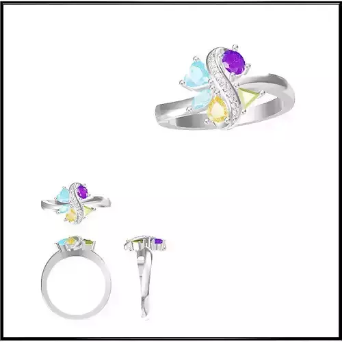 JCD Format Color stone rings sets jewelry cad