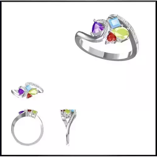 JCD Format Color stone rings sets jewellery cad design