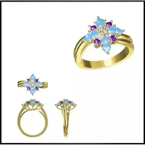 JCD Format Color stone rings sets for sale 3dm jewelry files