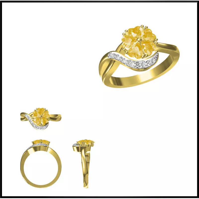 JCD Format Color stone rings sets cad ring design 3D print model