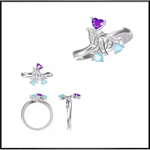 JCD Format Color stone rings sets cad jewellery design course