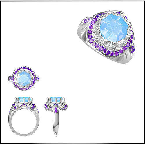 JCD Format Art deco color stone ring  3D print model