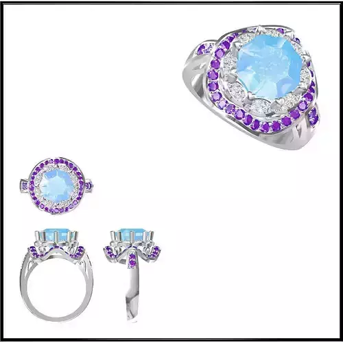 JCD Format Art deco color stone ring 