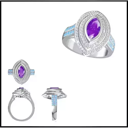 JCD Format Art deco color stone ring jewelry cam