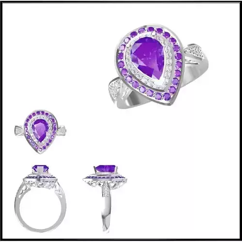 JCD Format Art deco color stone ring jewelry cad institute