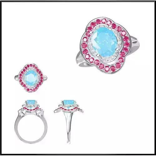 JCD Format Art deco color stone ring jewelry cad cam masters