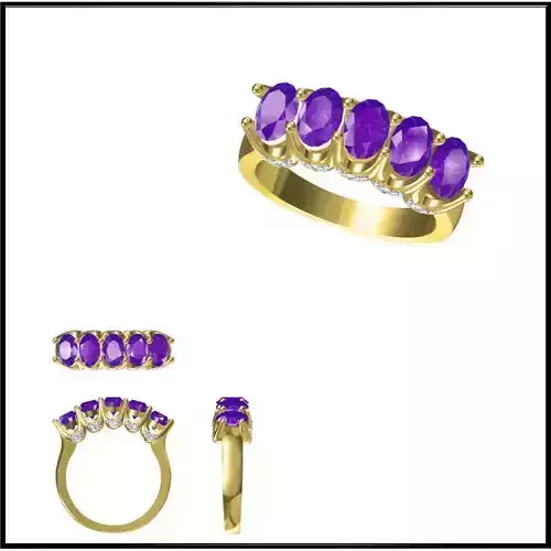 JCD Format Art deco color stone ring jewelry cad