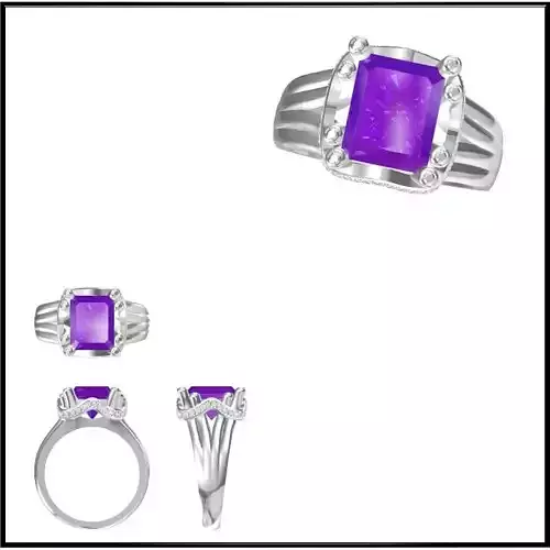 JCD Format Art deco color stone ring jewelcad