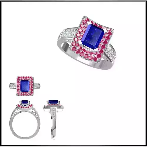 JCD Format  Art deco color stone ring