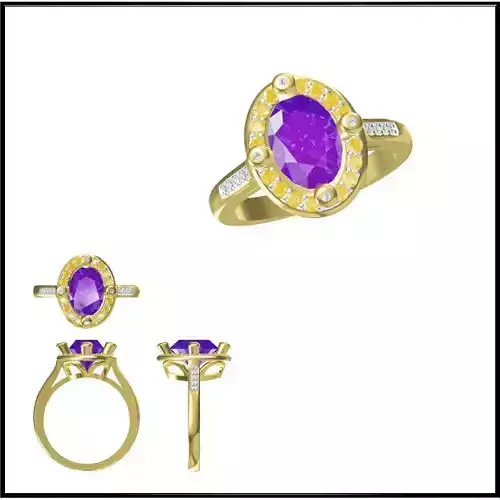 JCD Format  Art deco color stone ring cad color stone ring