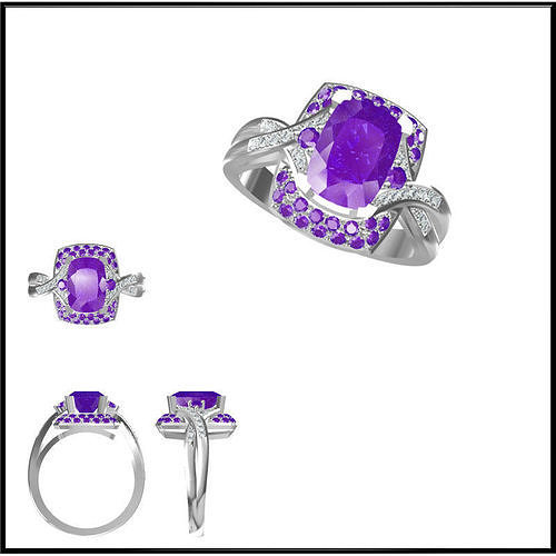 JCD Format  Art deco color stone ring cad cam jewelry design 3D print model