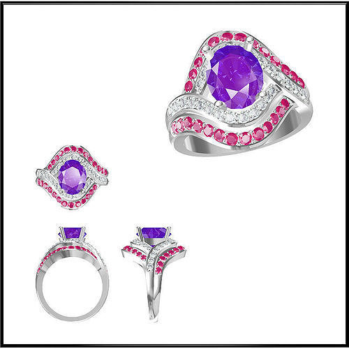 JCD Format  Art deco color stone ring cad cam jewelry 3D print model
