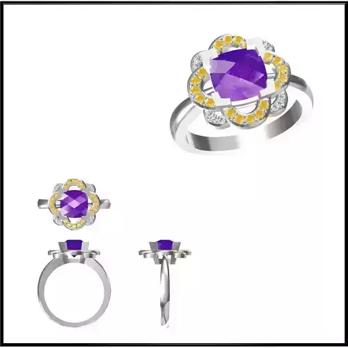 JCD Format  Art deco color stone ring 3d jewellery design course
