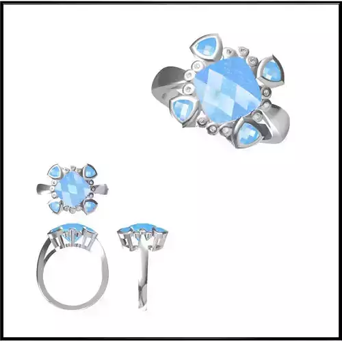 JCD Format  Art deco  color stone ring cad jewellery design