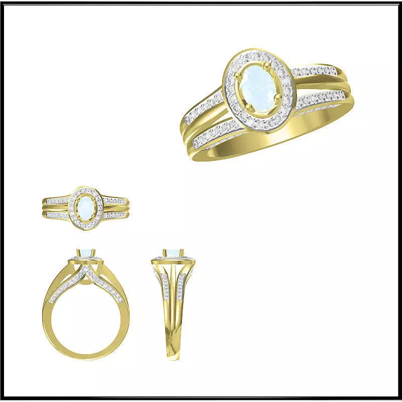 JCD Format Antique color stone rings ring cad 3D print model_0