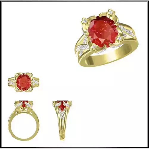 JCD Format Antique color stone rings jewelry cad programs