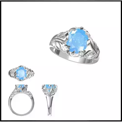 JCD Format Antique color stone rings cad color stone ring design