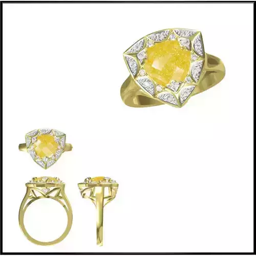 JCD Format Antique color stone rings 3d jewelry files for sale