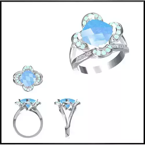 JCD Format Affordable color stone rings rhino 3d jewelry
