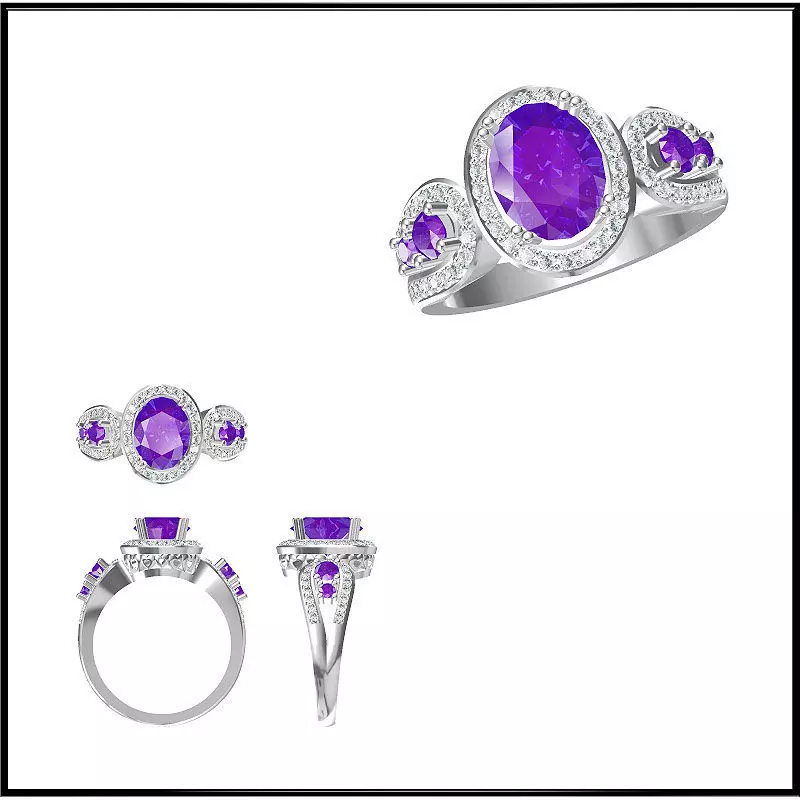 JCD Format Affordable color stone rings cad ring design 3D print model