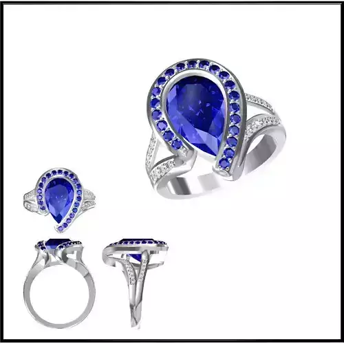 JCD Format Affordable color stone rings cad cam jewelry design