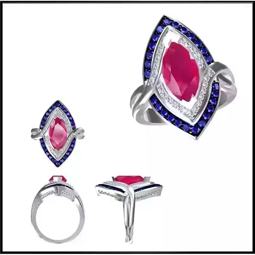 JCD Format  Affordable color stone rings 3d cad jewelry design