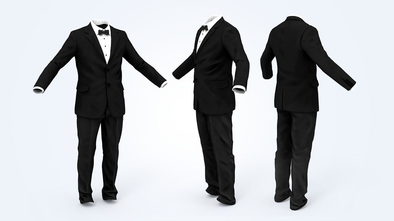 Business Suit Man Low-poly 3D model_6