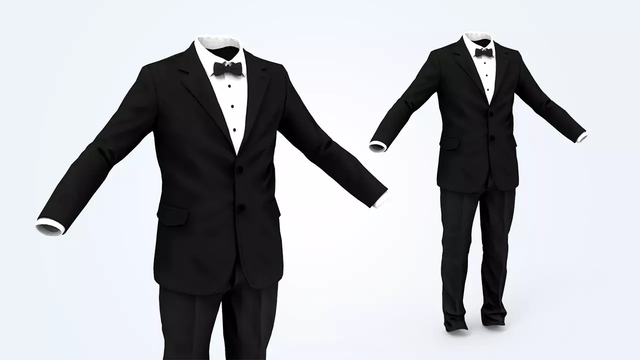 Business Suit Man Low-poly 3D model_0