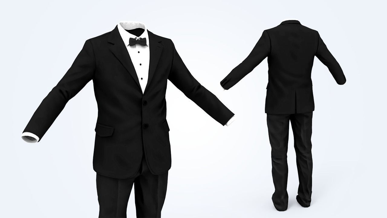 Business Suit Man Low-poly 3D model_1