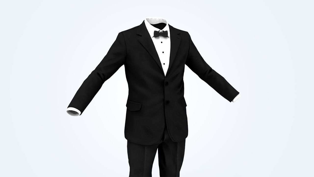 Business Suit Man Low-poly 3D model_7