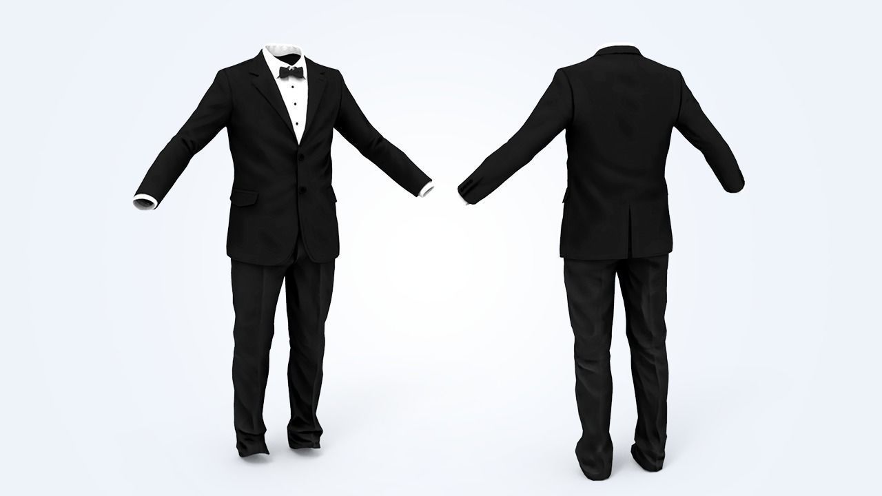 Business Suit Man Low-poly 3D model_3