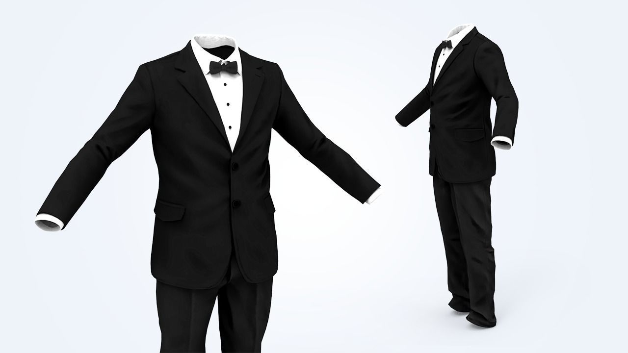 Business Suit Man Low-poly 3D model_2