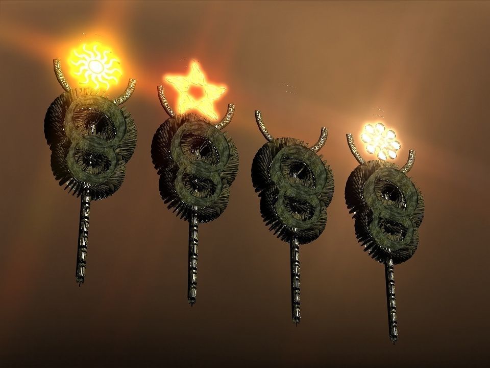Rising Suns magic wands collection Low-poly 3D model_19