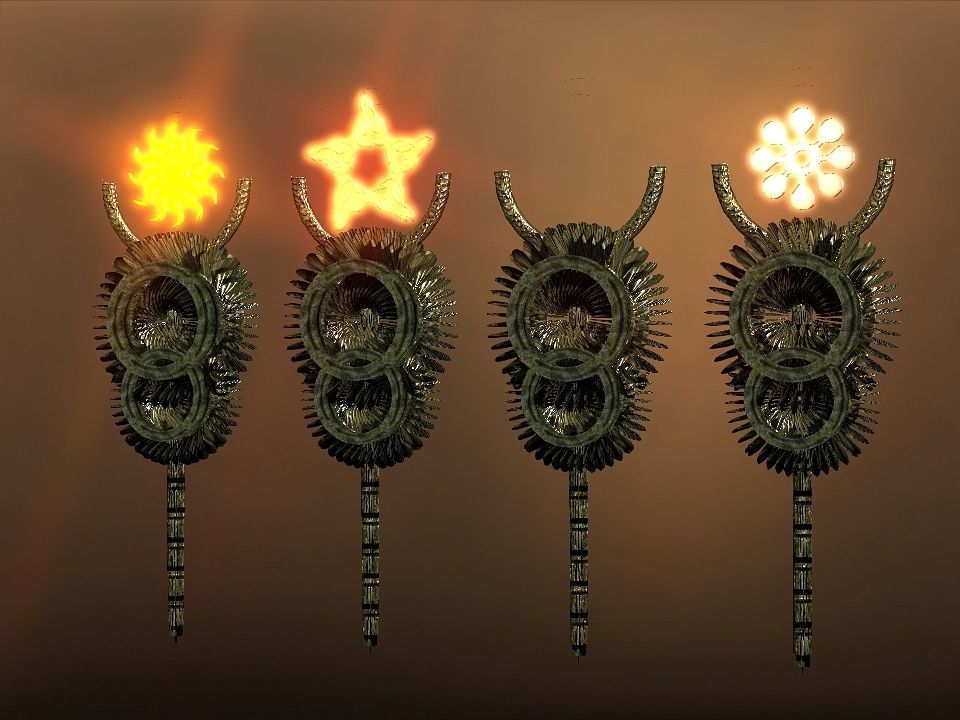 Rising Suns magic wands collection Low-poly 3D model_1