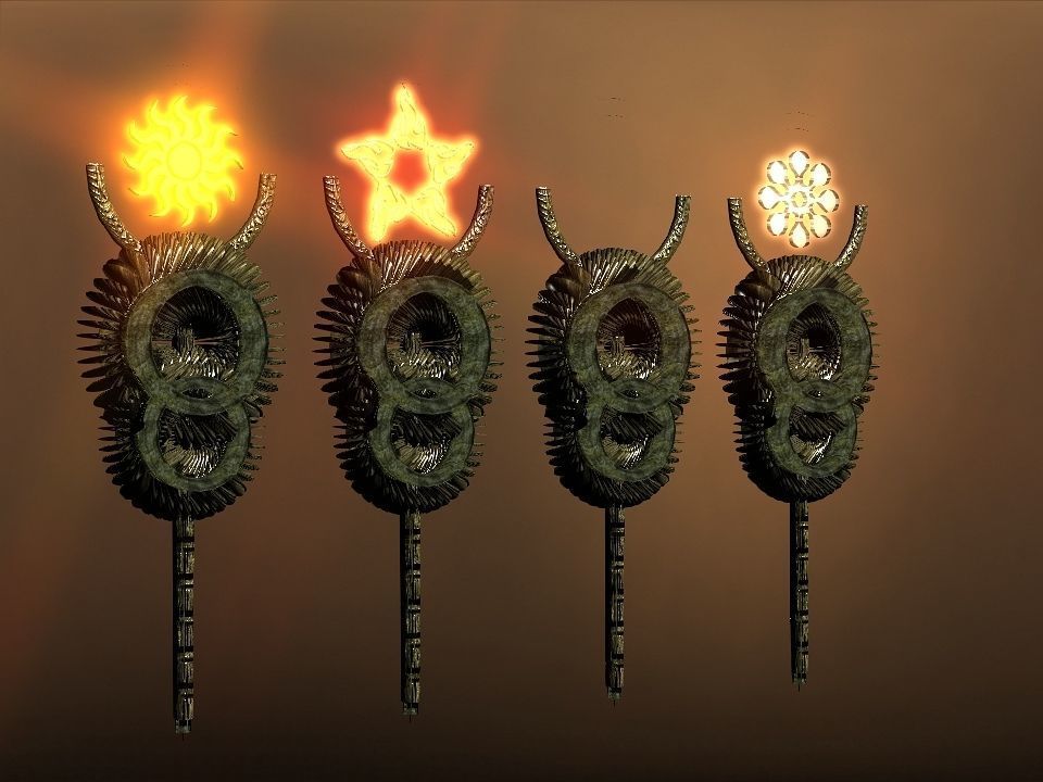 Rising Suns magic wands collection Low-poly 3D model_11