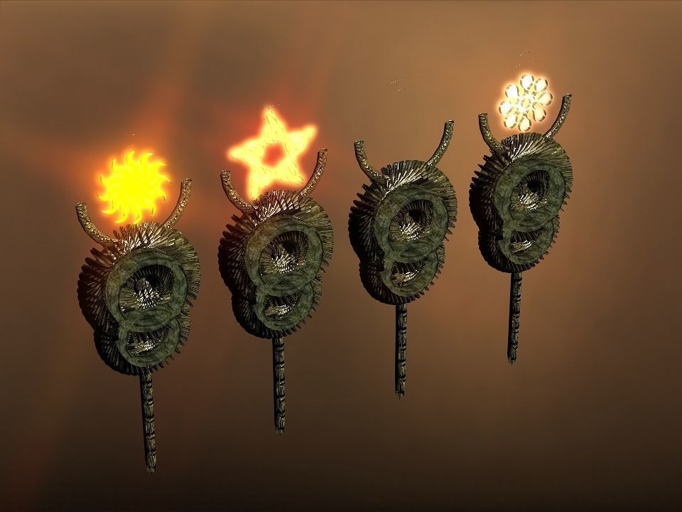 Rising Suns magic wands collection Low-poly 3D model_15
