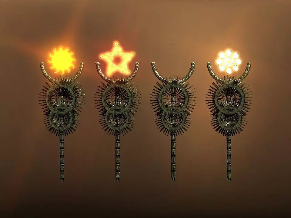 Rising Suns magic wands collection Low-poly 3D model_0