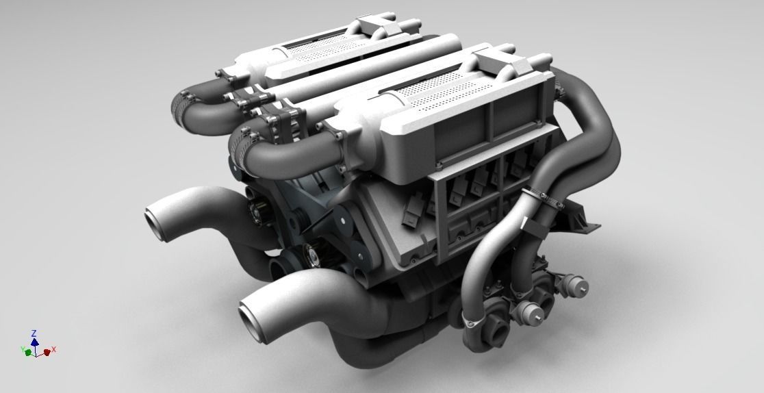 Bugatti W16 Engine 3D print model_5