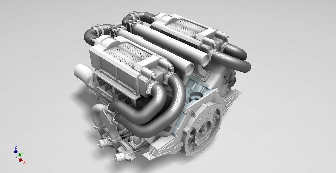 Bugatti W16 Engine 3D print model_4