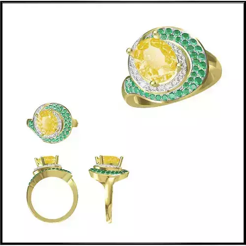 JCD Format Simple color stone rings rhinoceros 3d jewelry design