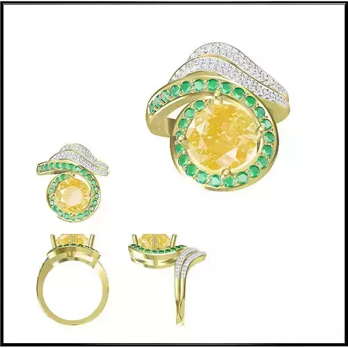 JCD Format Simple color stone rings jewelry cam