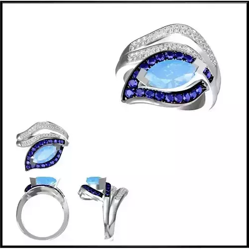 JCD Format Simple color stone rings jewelry cad institute