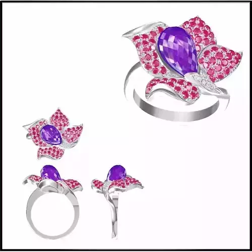 JCD Format Simple color stone rings jewelry cad cam masters