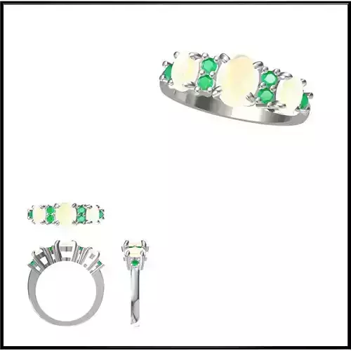JCD Format Simple color stone rings jewelry cad