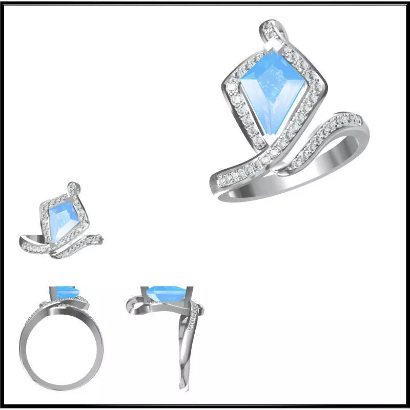 JCD Format Simple color stone rings cad color stone ring design 3D print model