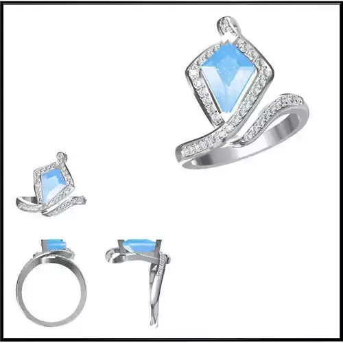 JCD Format Simple color stone rings cad color stone ring design